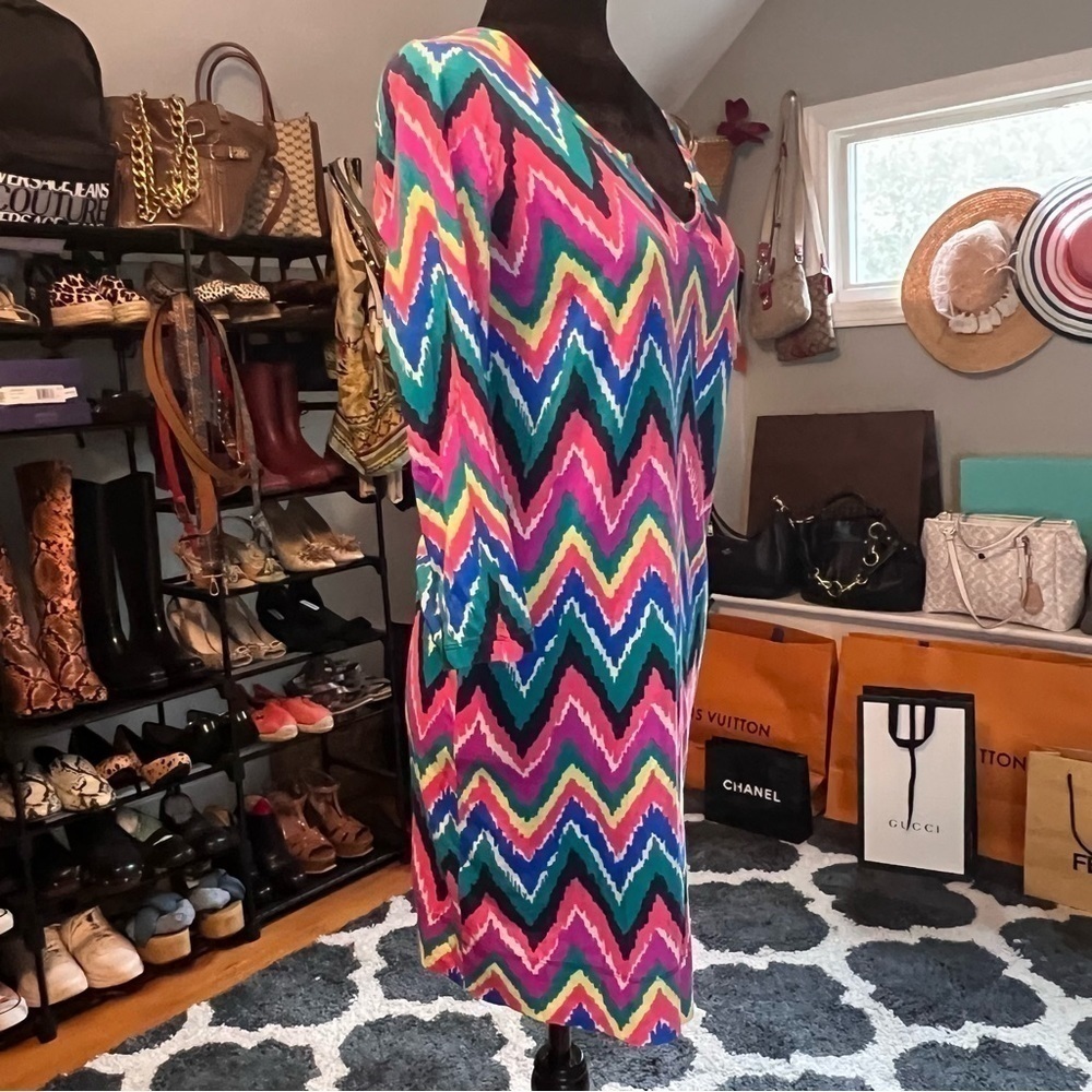 Lilly Pulitzer Chevron Print Gretchen 100% Pima Cotton Dress - Picture 3 of 7